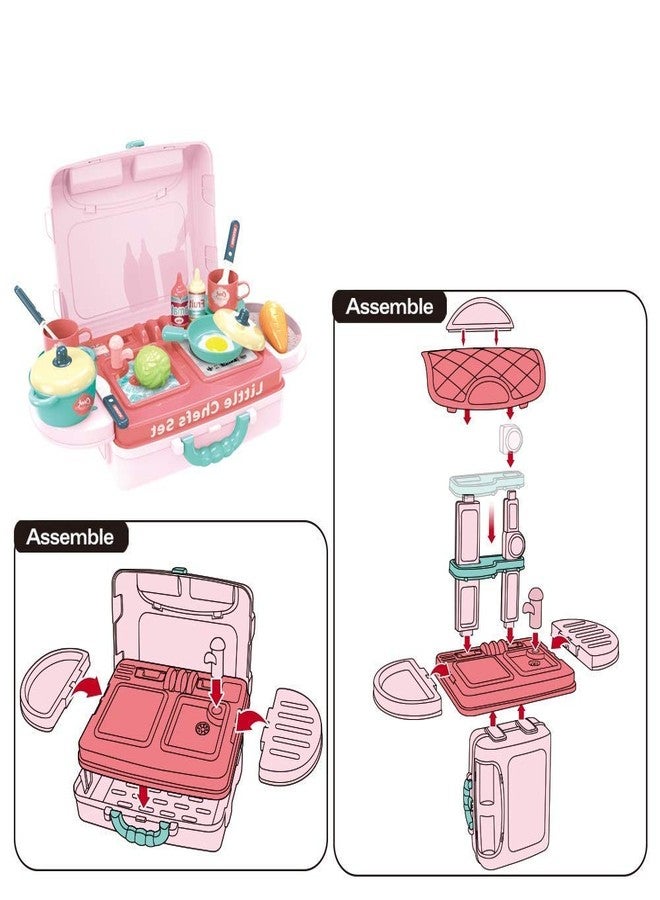 Fezeedi Plastic New 3 in 1 Portable Pretend Food Party Role Cooking Kitchen Play Set Toy for Kids (Multi) - Image 3